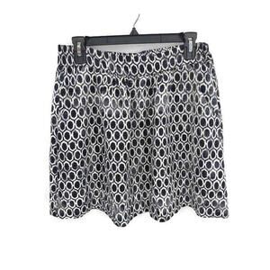 LOFT Linen blend blue geometric print skirt in size M Casual Flirty